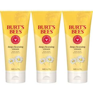 lot 6497 image: Burts Bees Face Wash, Deep Facial Cleansing Cream, College Back to School Dorm Essentials, All Natural Cleanser with Chamomile, 6 Ounce (Pack of 3) (Packaging May Vary)