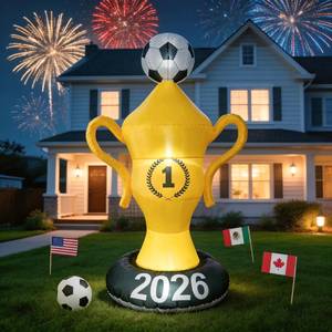 lot 11454 image: 7FT World Soccer Inflatables �� 2026 World Champion Outdoor Blow up Decorations with Built-in LED Lights for Yard Party Lawn DecorBirthday Themed Supplies for Fans,2026 World Soccer Decor