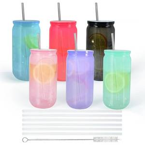 lot 11460 image: 16oz Plastic Mason Jars, 6Pack Mason Drinking Acrylic Cups with Plastic Lids and Stainless Steel Straws Iced Coffee Cups Shatterproof Unbreakable Tumblers for Smoothies, Beer, Coffee, Jelly Color