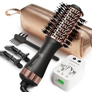 lot 11465 image: 120-240V Travel Hair Dryer Brush with Universal Power Adapter (Slight Use)
