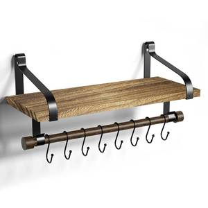 lot 11475 image: Love-KANKEI 17.3Floating Wall Shelf Solid Wood,Coffee Bar Carbonized Black