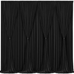 lot 11478 image: Black Backdrop Curtain 8 Panels-Wrinkle-Free Black Curtains Polyester Photography Drapes for Wedding Birthday Party Photo Background Backdrop Stand- 32 X10FT
