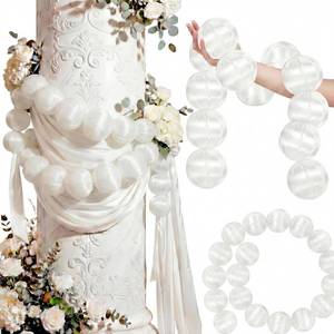 lot 11486 image: FineCheer Wedding Pearl Ball Garland Ornament Beads Wedding Hanging Ball Garland Decor for Bridal Shower Engagement Baby Shower Photo Background Decoration and Decor DIY Craft(3.1inch x 79inch)