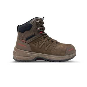 lot 11489 image: New Balance Calibre Composite Toe Work Boots for Men - EH, PR, Non-Slip Leather Safety Shoes for Industrial & Construction, Chocolate, 10.5 Wide