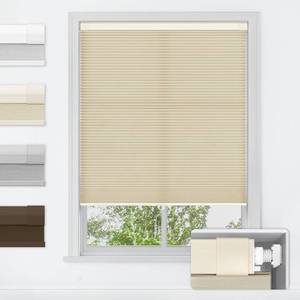 lot 11494 image: LazBlinds No Tools No Drill Cordless Cellular Shades, Light Filtering Honeycomb Shades for Home, Thermal Insulation Blinds for Windows, 34 W x 64 H, Beige