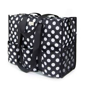 lot 11502 image: TOPDesign Utility Water Resistant Tote Bag with 13 Exterior & Interior Pockets, Top Zipper Closure & Thick Bottom Support, Perfect Gifts for Working Women, Teachers, Nurses, Accountants (Polka Dots)