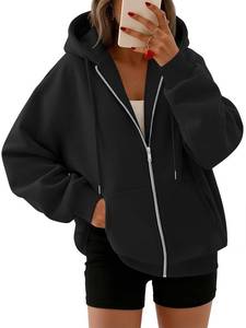 lot 11514 image: Trendy Queen Womens Zip Up Hoodies 2026 Oversized Sweatshirt Black L