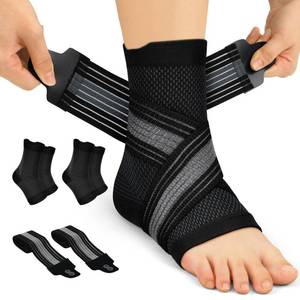 lot 12184 image: PAPLUS 2 Pairs Ankle Braces for Men & Women Plantar Fasciitis Relief- Adjustable Ankle Support for Foot Pain, Achilles Tendonitis Brace - with Removable Strap for Swelling Black