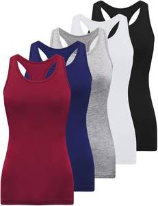 lot 12186 image: BQTQ 5 Pack Racerback Tank Tops for Women Sleeveless Workout Tank Top Ladies Undershirts Womens Tanks Tops, Black, White, Gray, Dark Red, Navy,XXL