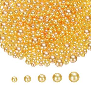 lot 12187 image: PATIKIL 1000 Pcs No Hole Pearls, 3mm 4mm 5mm 6mm 8mm Mini Round Faux Pearl for Art Crafts Jewelry Making Nail Vase Filler Birthday Wedding Party, Gold