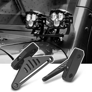 lot 12193 image: NKCELL POWER JK A-Pillar Windshield Hinge Mounting Dual Light Brackets for 2007-2017 Wrangler JK, CNC Aluminum Alloy Bracket for Truck LED Fog Light Ditch Work Driving Lights(2-PCS, Black)