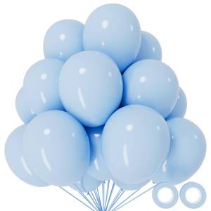 lot 12215 image: 110pcs Pastel Blue Balloon 12 Inch, Pastel Blue Latex Balloons for Birthday Party Baby Shower Wedding(with 2 Ribbons).