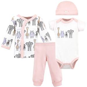 lot 12219 image: Hudson Baby Unisex Baby Preemie Layette Set 4-Piece Pink Safari, Preemie