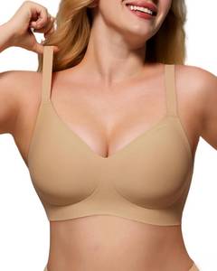 lot 12232 image: As Fairy Womens Seamless Wireless Comfort Bra with Soft Support No Underwire Push Up T-Shirt Bra Dark Skin 34B