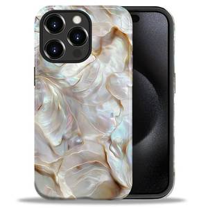lot 12236 image: CARLOCA Case for iPhone 15 Pro Max,White Gold Abalone Shell Design - Hybrid Dual Protection Soft TPU  Hard PC, Shockproof Anti-Scratch Cover Men Women Girl Stylish Phone Case
