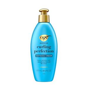 lot 12239 image: OGX Argan Oil of Morocco Curl-Defining Styling Cream, Anti-Frizz Curl Cream for Curly Hair & All Textures, Cold-Pressed Argan Oil, Paraben-Free, Sulfate-Free Surfactants, Curly Hair Products, 6 oz (Half Used)