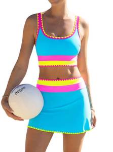 lot 12248 image: popvil High Waisted Bikini Sets for Women Tummy Control Swimsuits 3 Piece Bathing Suits Neon Swimwear with Skirt 2026 (Size Large)