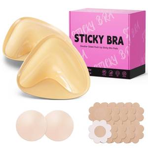 lot 12252 image: Mearter Ultra Push up Sticky Bra Pads Inserts  Double Sided Adhesive Bra Inserts  Stick on Bra for Sports Bra Swimsuit (Medium, Beige) (Used)