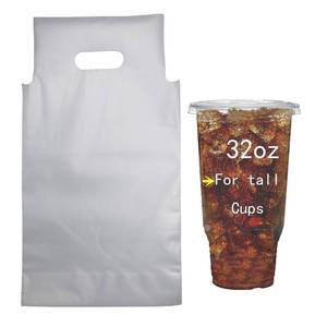 lot 12253 image: BGCLOUD Drink Carrier for Delivery 32oz, 100PCS Clear Plastic Bags with Handle for Drink CupsCoffee CupsTeaJuice Delivery Takeout Apply to Coffee ShopRestaurantBar(For 32oz tall Cup)
