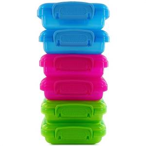 lot 12273 image: 6 Pcs Lock Top Snack Containers with Lids �� 4.6 Oz Small Snap Storage Containers �� Microwave and Dishwasher Safe, 2 Side Clips for Sauces, Pastes, Spreads, Snacks  Kitchen, Travel, Office, Crafts