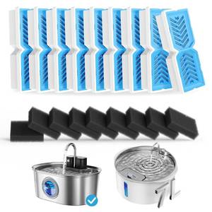 lot 12281 image: PEKTACO Replacement Water Fountain Filters, Fits 412418, 3.2L & 7L, 9 Pack