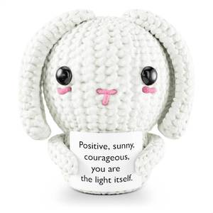 lot 12282 image: Soft Handcrafted Crochet Bunny Plush - Rabbit With Positive Message Card, Stuffed Bunny Rabbit Mini Pocket Companion for Desk Decor and Travel, Daily Cozy Gift for Mom, Grandma, Sister, Her or Friends