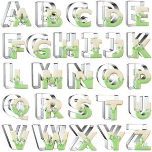 lot 12307 image: Alphabet Letter Cookie Cutters Shapes Large 3 Inch - 26 Pcs Stainless Steel Cookie Cutter Set Fondant Biscuit Fruit Dough Mold Tools for Birthday, Christmas, New Year and Holiday Party Decorations