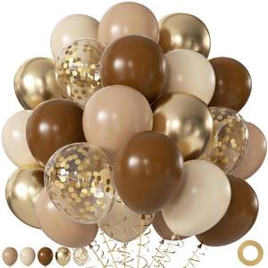 lot 12312 image: Brown and Gold Balloons for Bear Baby Shower Gender Reveal Decorations