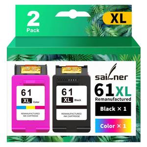 lot 12315 image: 61XL Ink Cartridge Black and Color Combo Pack Replacement for HP Ink 61 2PK