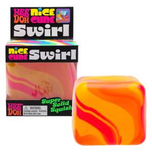 lot 12317 image: Schylling NeeDoh Nice Cube Swirl - Sensory Toy with a Super Solid Squish - Unique, Swirling Color Blend - Ages 3 and Up - Orange One Cube Per Pack
