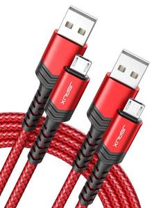lot 12318 image: JSAUX Micro USB Cable for Android, (2-Pack 6.6FT) Android Charger Cable-Red