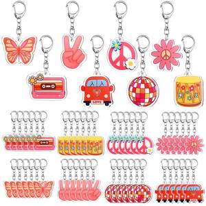 lot 12334 image: Tondiamo 48 Pcs Groovy Party Keychains Acrylic Keychains for Groovy Party