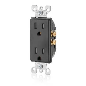 lot 12338 image: Leviton 15 Amp Decora Tamper-Resistant Duplex Electrical Wall Outlet, T5325-E, Black