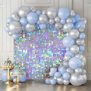 lot 13177 image: Shimmer Wall Backdrop Iridescent Silver Wall Panels 12Pcs Square Sequin Shimmer Wall Backdrop Decoration for Birthday Party,Wedding, Anniversary