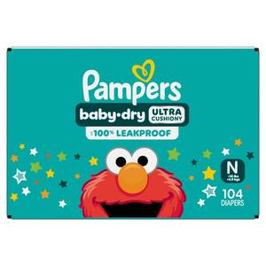 lot 13188 image: Pampers Baby Dry Diapers Super Pack - NewBorn - 104ct