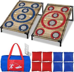 lot 13189 image: NZQXJXZ Portable Cornhole Board Set 3x2 Ft with 8 Bean Bags Corn Hole Toss Game Cornhole Games for Indoor and Outdoor Parties, Ideal for Kids, Adults, Camping Travel,Parties,Beach, Yard