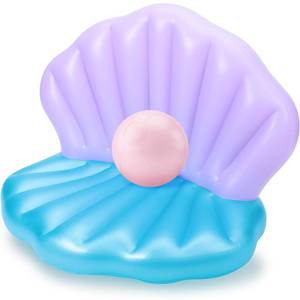 lot 13190 image: Motionchic 55 Inch Inflatable Seashell Pool Float, Purple Blue Giant Seashell Float with Pink Pearl Ball Cute Pool Lounge Chairs for Women Summer Beach Ocean Birthday Theme Party Favor