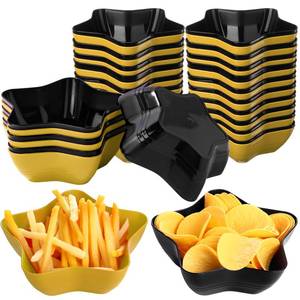 lot 13198 image: Honeydak 20 Pcs Black and Gold Star Plastic Bowls Bulk Wedding Party Plates