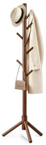 lot 13201 image: Freyawin Wooden Coat Rack Freestanding with 8 Hooks & 3 Adjustable Sizes for Clothes, Space-Saving Design for Bedroom Office Entrance Holds Hats Coats Scarves Bags