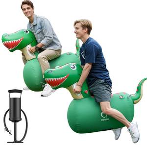 lot 13211 image: QPAU Inflatable Bouncy Dinosaur Toys 2 PCS with Hand Pump, Heavy Duty Giant Bouncy Pal, 220lbs Load Capacity, Ride On Bouncy Animal Hopper Toy, Indoor Outdoor Bouncers for Kids Girls Boys Ages 5