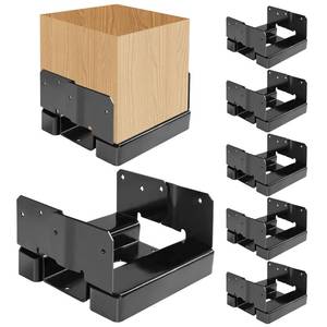 lot 13218 image: DEWHONETE 6x6 Post Base Brackets Fit for Wooden Columns Fence Concrete Inner Size 5.5x5.5 Post Anchor Base Holder Kit -Black 6Pcs