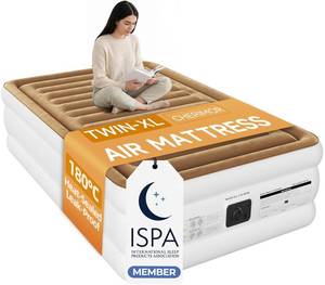 lot 13219 image: CHERIMOR Twin XL Air Mattress with Built in Pump, 18 Raised Comfort, 80 Length, Anti-Sag Horizontal Beam for All Night Firmness, Supports 500 lbs, 2-Min Inflation, Air Bed for Home Guests & Camping