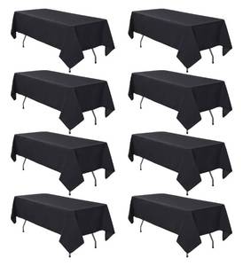 lot 13223 image: 8 Pack Black Tablecloth 60 x 102 Inch Polyester Table Cloth for 6 Foot Rectangle Tables, Wrinkle Resistant Washable Decorative Fabric Table Covers for Wedding Party Banquet Buffet and Camping