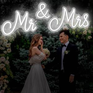 lot 13226 image: Kittmip Mr and Mrs Neon Sign for Wedding 36.81 x 10.24 Inch Neon Light LED Backdrop Wall Decor USB Wedding Reception Decoration Gifts for Anniversary Engagement Banquet(Cold White)