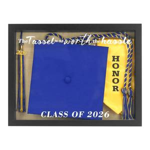 lot 13227 image: FramePro Graduation Cap Shadow Box Class of 2026 The Tassel was Worth the Hassle 12.5x16.5 Graduation Gift Party Decoration Black Frame
