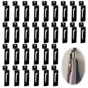 lot 14001 image: xozeooeu 36 Pcs Slatwall Utility Notch Hook, Commercial Metal Display Hooks Hanger for Photo Frame Painting Arts Hanging, Slatwall Panel Accessories, Black