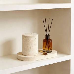 lot 14002 image: SIRIZEN-DIVING Natural Travertine Stone Jewelry Holder, Vanity Tray, Coasters and Decorative Blocks Set, Beige Multi-Size Marble Cubes for Home Office Decor (Cylinder-5x10cm)