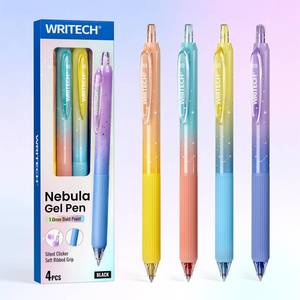 lot 14042 image: WRITECH Gel Pens Bold Point 1.0mm Black Ink Retractable 4ct Smooth Writing with Aesthetic Gradient Color Barrel for Journaling Note Taking Silent Click No Smear Nebula Pen Set