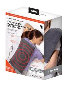 lot 14049 image: Calming Heat Massaging Vibrations Weighted Heating Pad by Sharper Image  Temperature Settings, Auto Shut-Off Feature, Gift for Holidays, Women & Men  3 Heat, 6 Massage, 12 x 24, 4 lbs