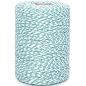 lot 14063 image: Leecogo Bakers Twine String Aqua Blue and White Cotton 656 Feet for Gift Wrapping, DIY Crafts, Home Decoration, Cooking
